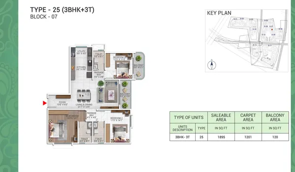 3 BHK 1895 Sq Ft 3 BHK 1895 Sq Ft