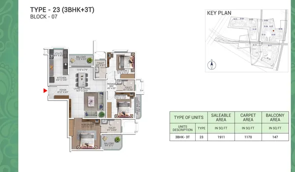 3 BHK 1911 Sq Ft 3 BHK 1911 Sq Ft