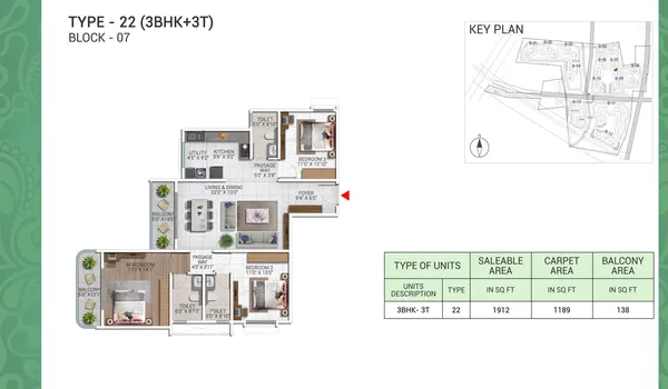 3 BHK 1912 Sq Ft 3 BHK 1912 Sq Ft
