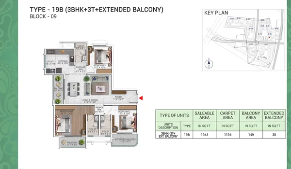 3 BHK 1943 Sq Ft 3 BHK 1943 Sq Ft