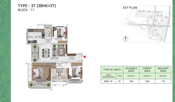 3 BHK 1991 Sq Ft 3 BHK 1991 Sq Ft
