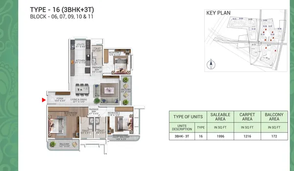 3 BHK 1996 Sq Ft 3 BHK 1996 Sq Ft