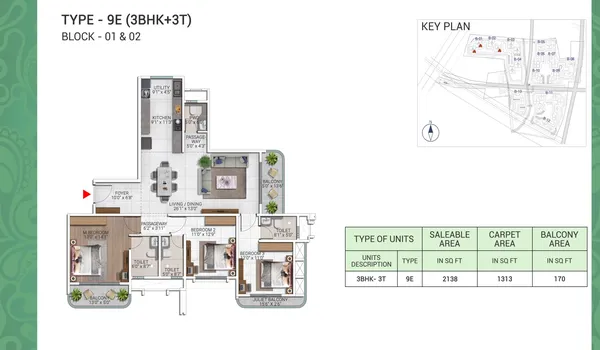 3 BHK 2138 Sq Ft 3 BHK 2138 Sq Ft